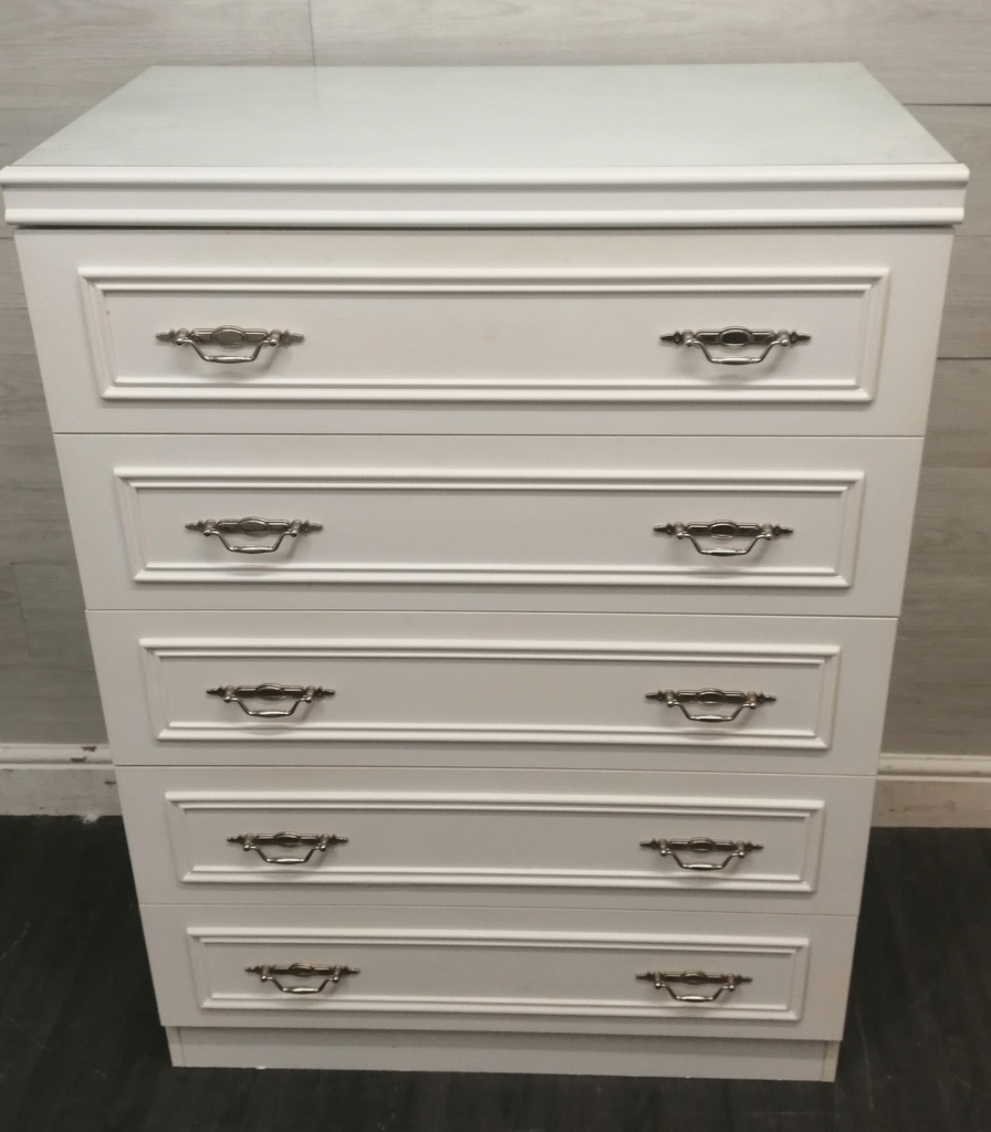 White  Five Drawer Chest