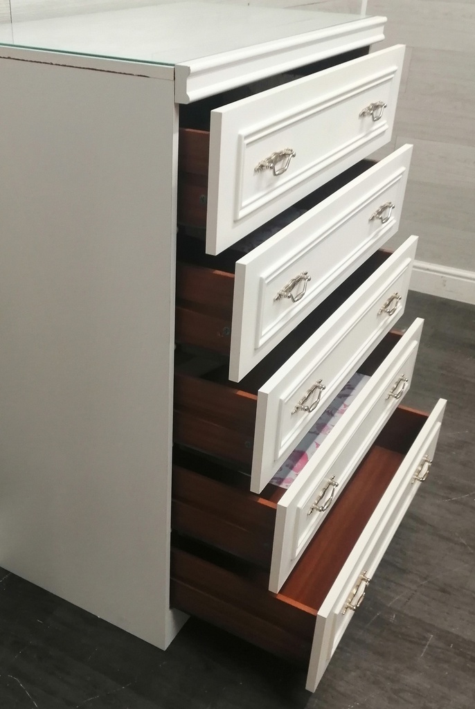 White  Five Drawer Chest