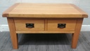 Oak Coffee Table With Two long  Drawers