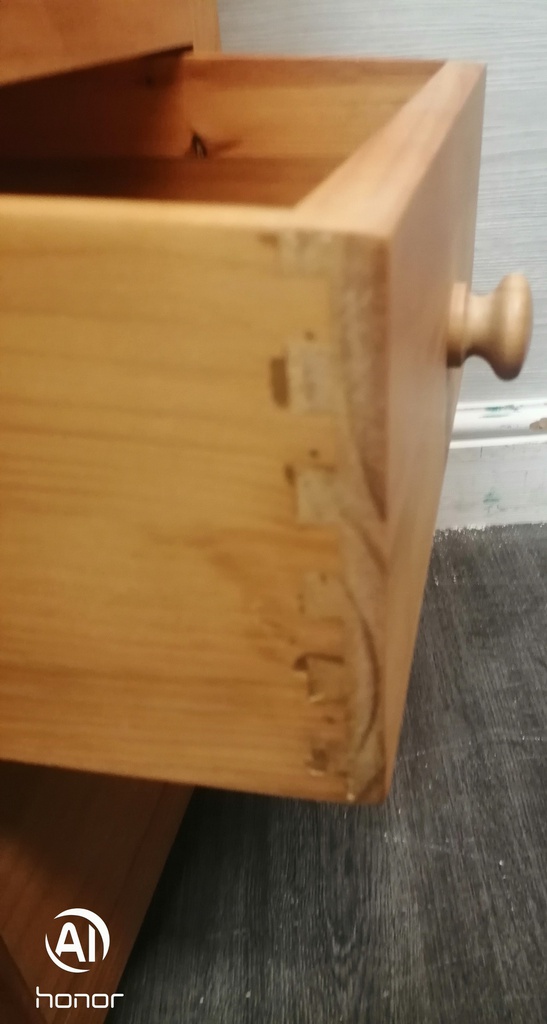 Quality solid pine three drawer bedside chest