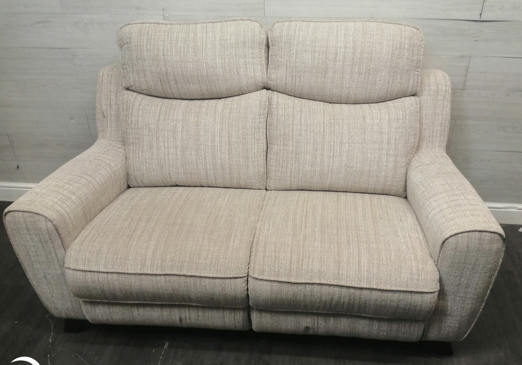 HIGH BACK TWO SEATER BEIGE TONED SOFA