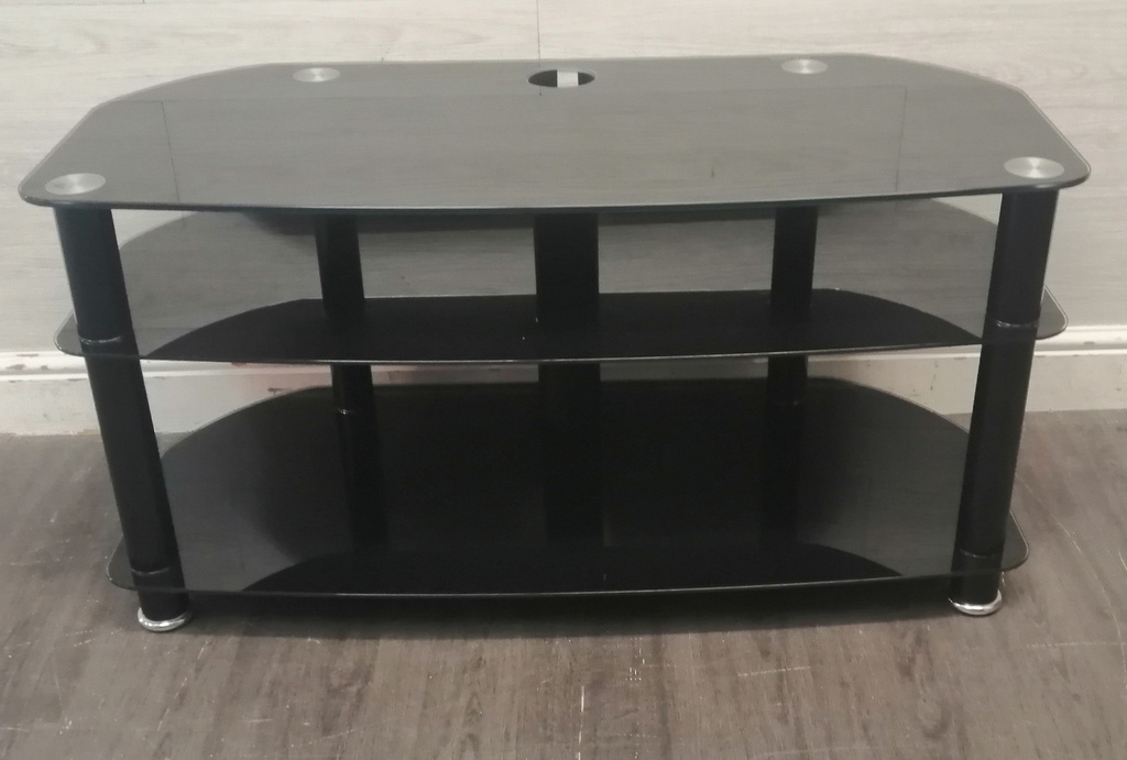 BLACK GLASS TV STAND