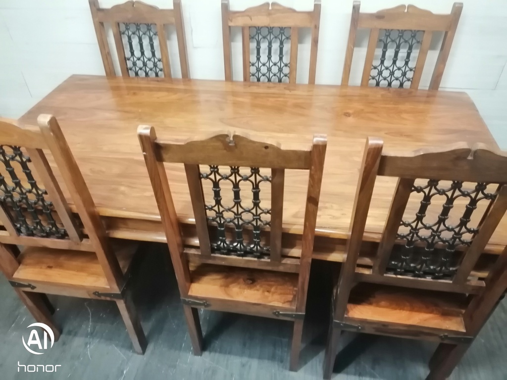SHEESHAM DINING TABLE &amp; SIX CHAIR SET