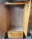 Double pine wardrobe with drawers