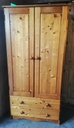 Double pine wardrobe with drawers