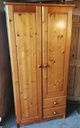 Double pine wardrobe with drawers