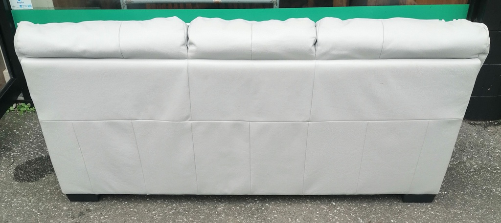 Lovely grey leather three seater sofa