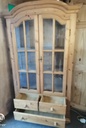 Solid pine glazed  display unit with drawers