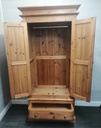 Solid double pine wardrobe with drawer