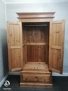 Solid double pine wardrobe with drawer