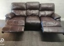 BROWN LEATHER THREE SEATER RECLINER SOFA