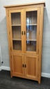 OAK GLAZED FRONTED DISPLAY UNIT WITH CUPBOARD