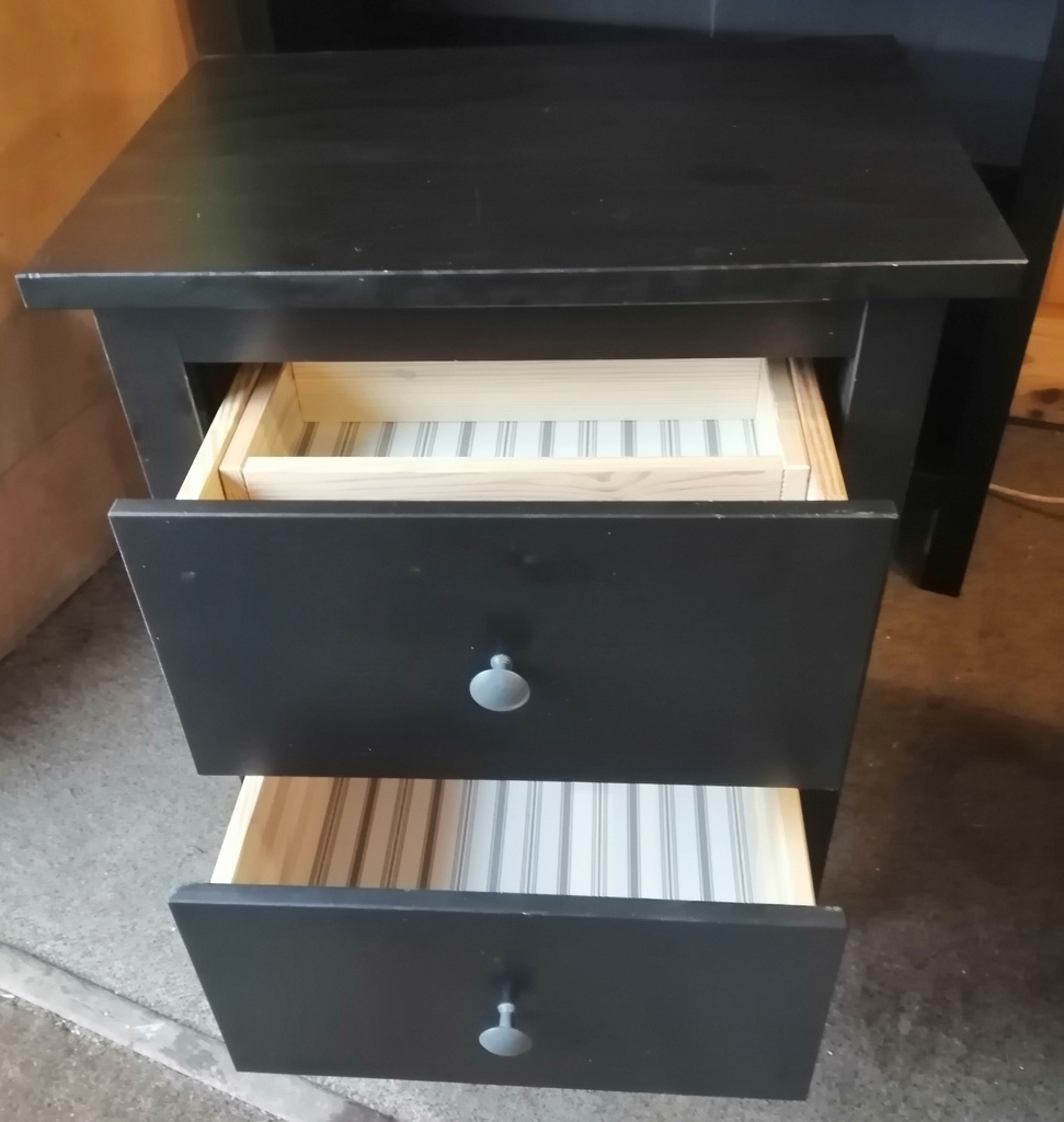 Pair of Ikea black bedsides