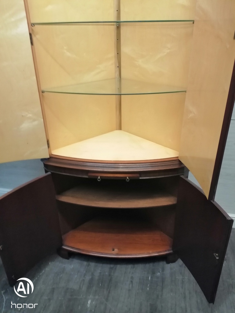 Quality Repro Mahogany Corner Drinks Cabinet
