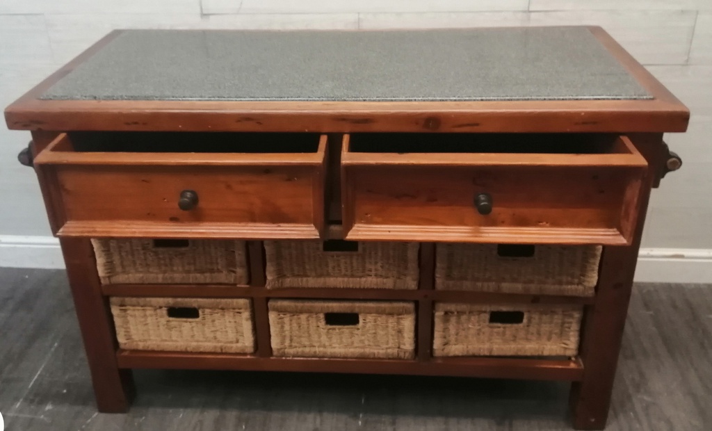 Quality Mexican Pine Kitchen Island with GraniteTop