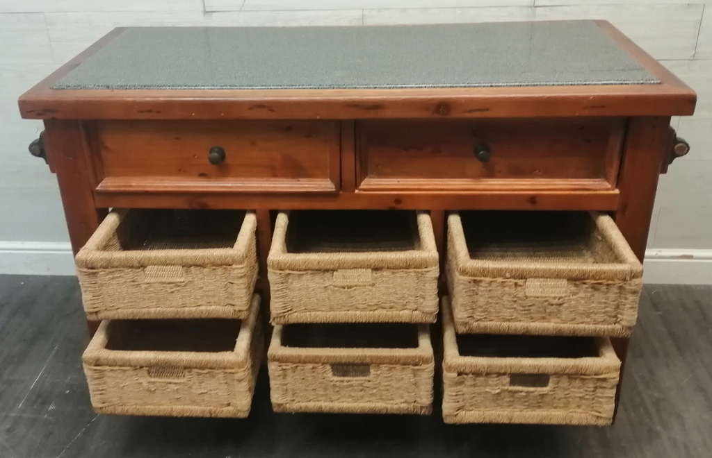 Quality Mexican Pine Kitchen Island with GraniteTop