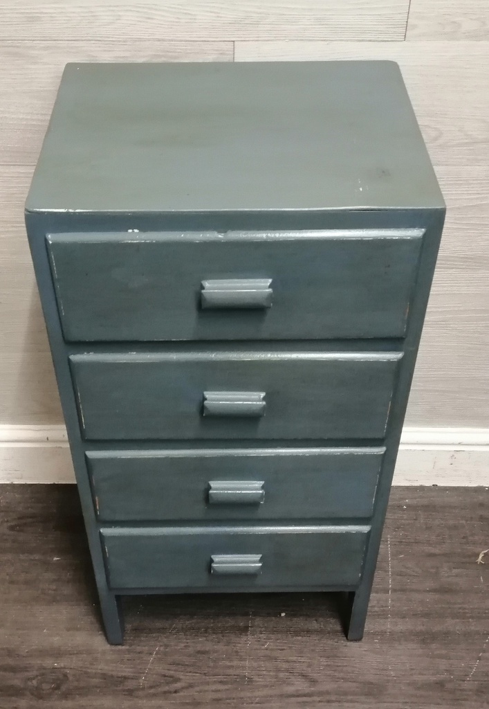 Painted retro four drawer bedside chest / side table