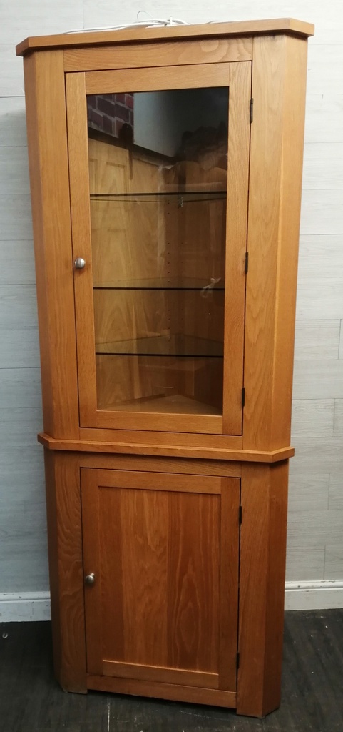 Part Glazed Oak Corner Unit