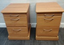 Pair of bedside chests with tea tray
