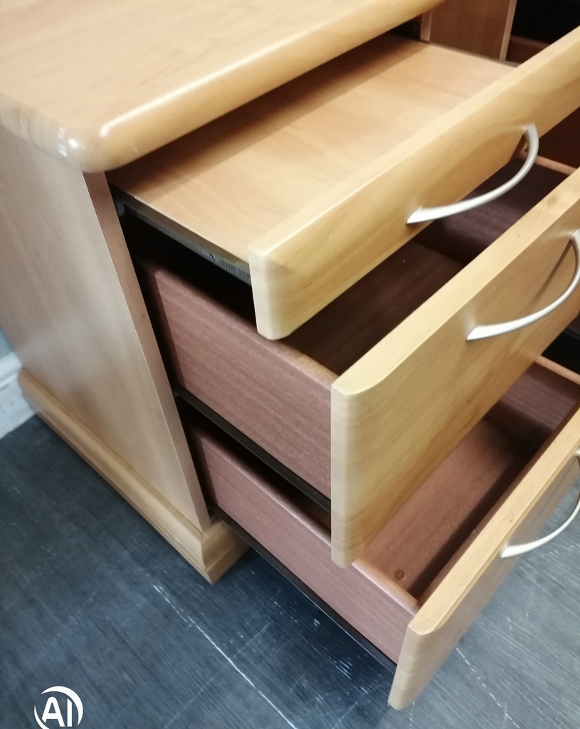Pair of bedside chests with tea tray