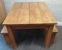 Lovely Rustic Pine Dining Table &amp; Two Benches