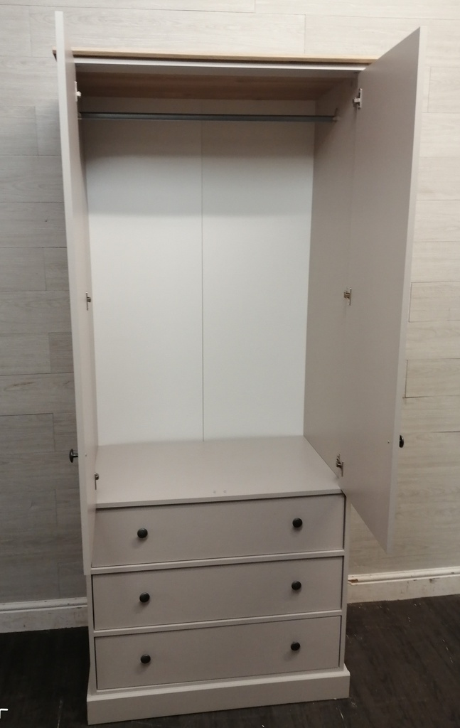 Neat Grey Double Wardrobe with Drawers
