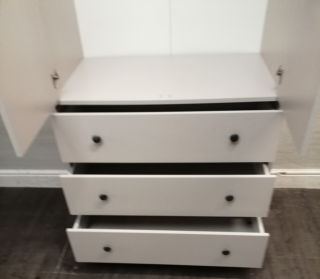 Neat Grey Double Wardrobe with Drawers