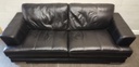 Quality black leather three seater sofa