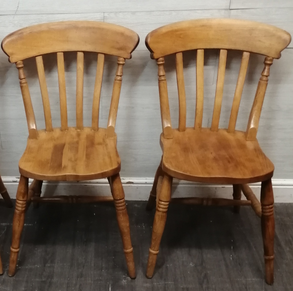 Pair of slat back dining chairs