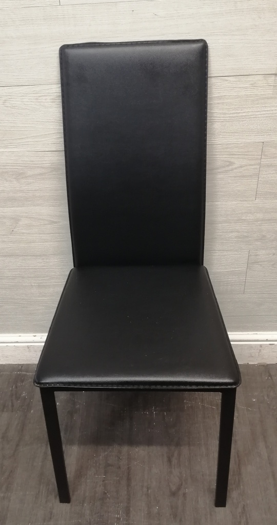 SET 4 BLACK FAUX LEATHER DINING CHAIRS