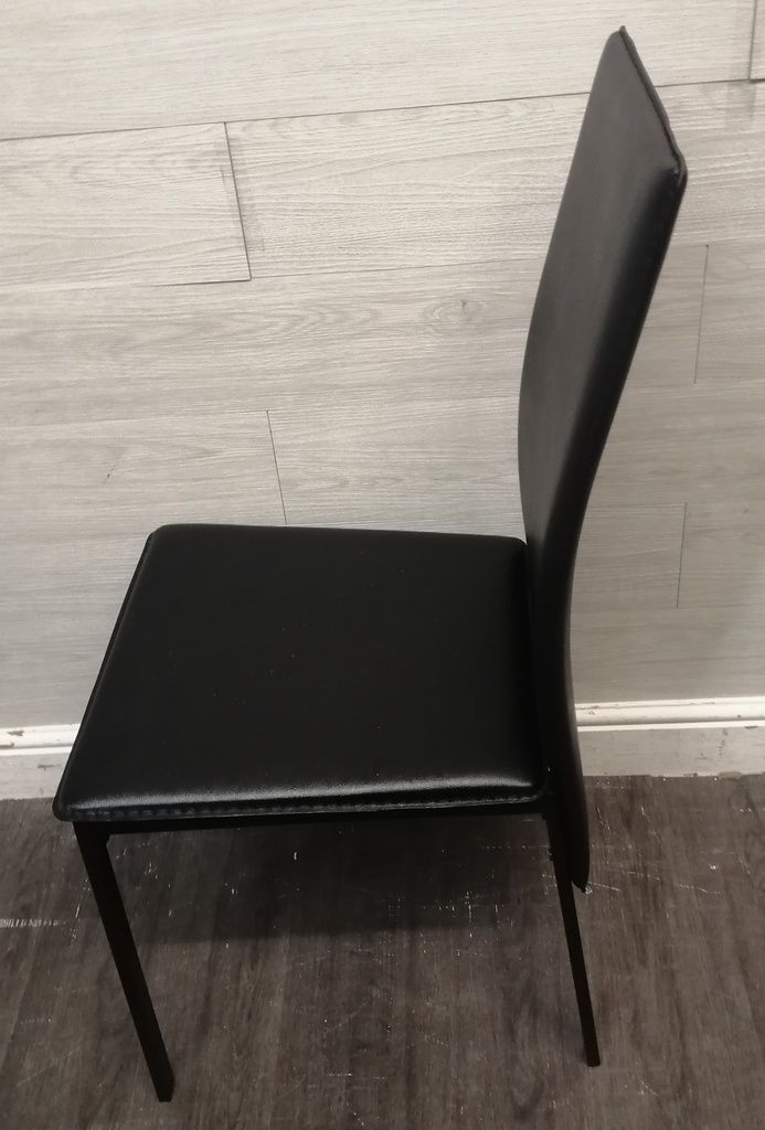 SET 4 BLACK FAUX LEATHER DINING CHAIRS