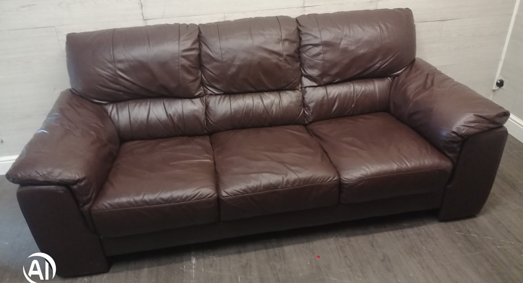 Three seater leather brown sofa