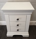 Quality three drawer white bedside