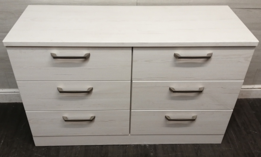 WHITE/GREY SIX DRAWER MERCHANT STYLE CHEST