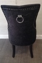 Set Of Six Black Crush Velvet Knocker Back Dining Chairs
