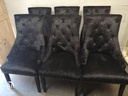 Set Of Six Black Crush Velvet Knocker Back Dining Chairs