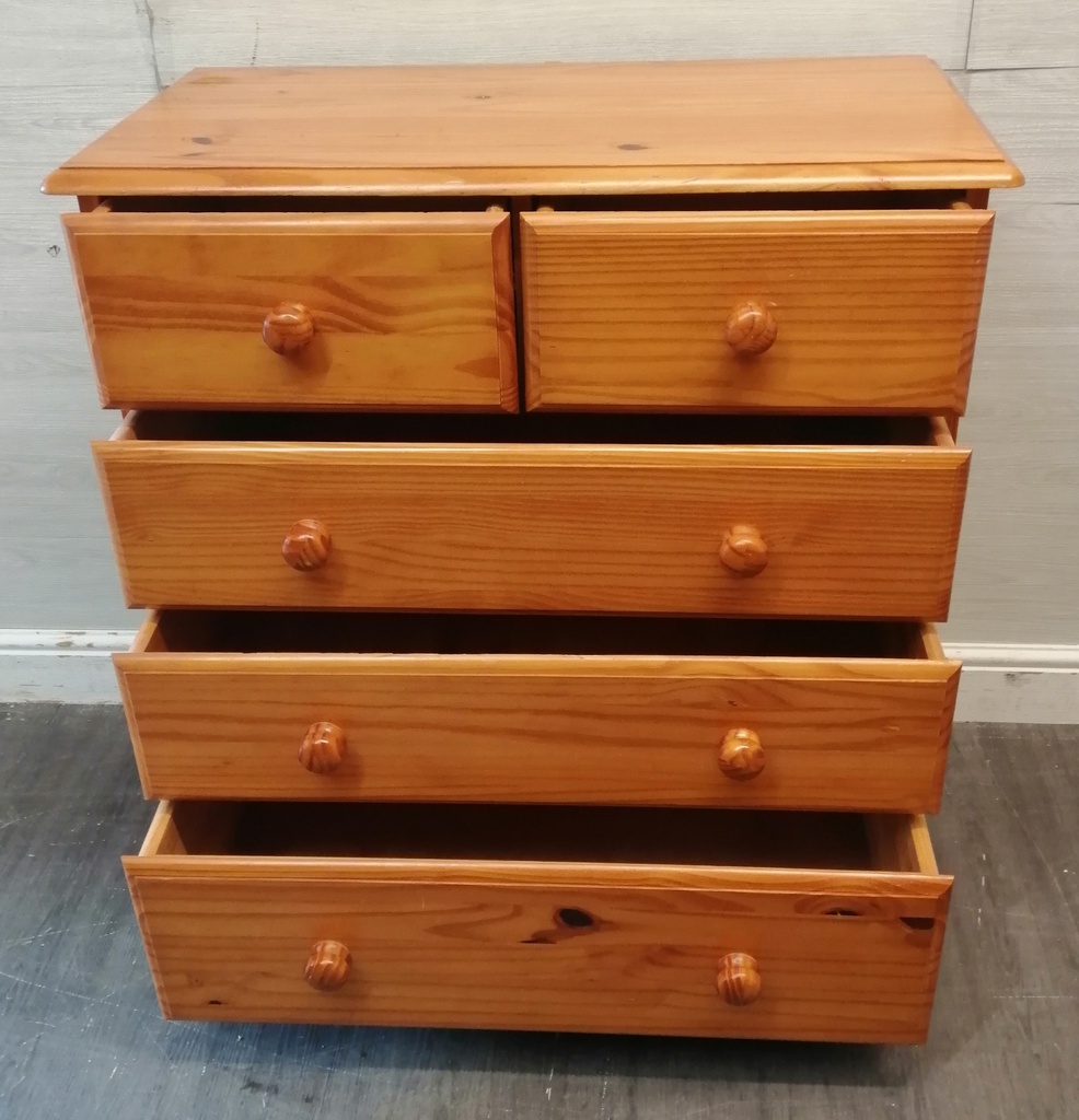 Five drawer pine chest