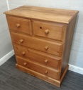 Solid pine five drawer chest