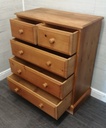 Solid pine five drawer chest