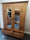 QUALITY LARGE 2 DOOR PINE WARDROBE with mirrors