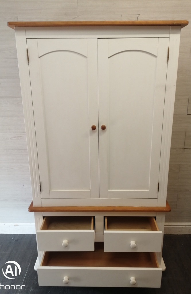 Double white / pine wardrobe with drawers