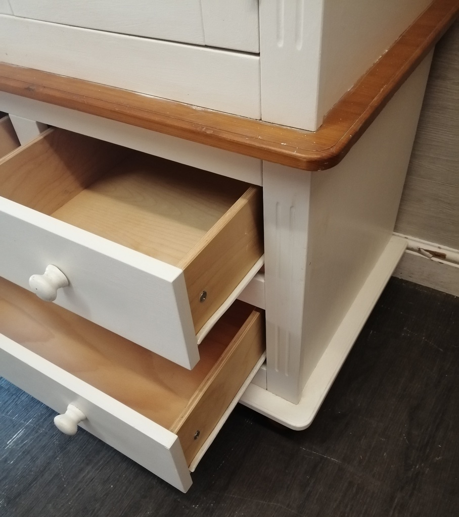 Double white / pine wardrobe with drawers