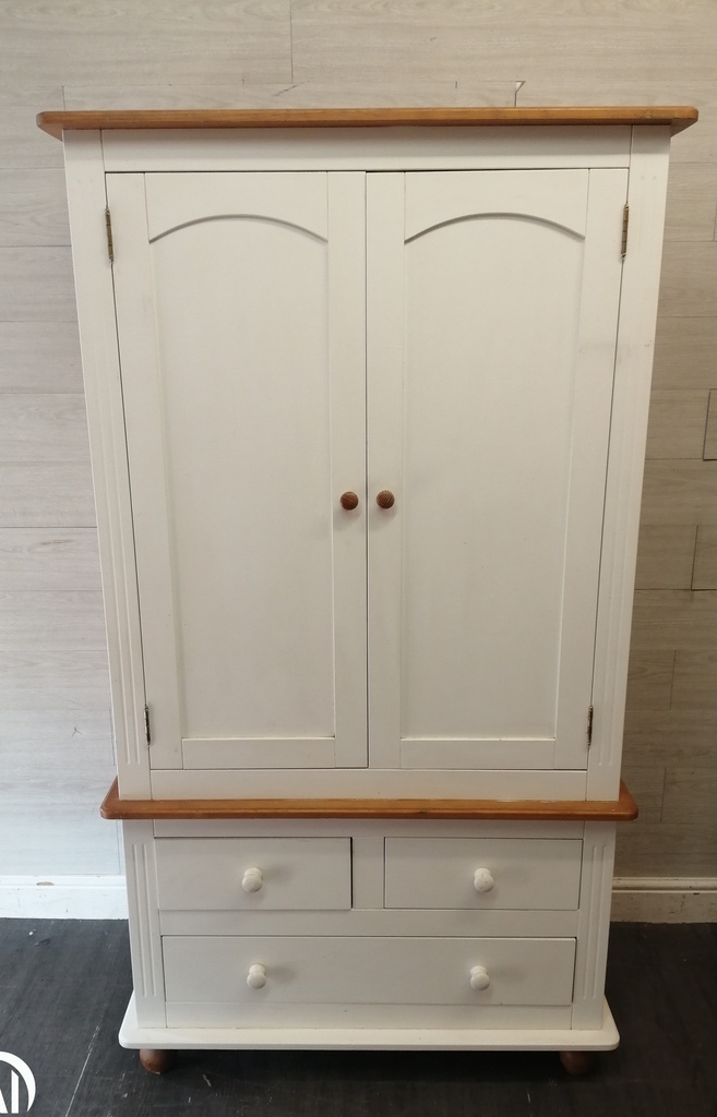 Double white / pine wardrobe with drawers