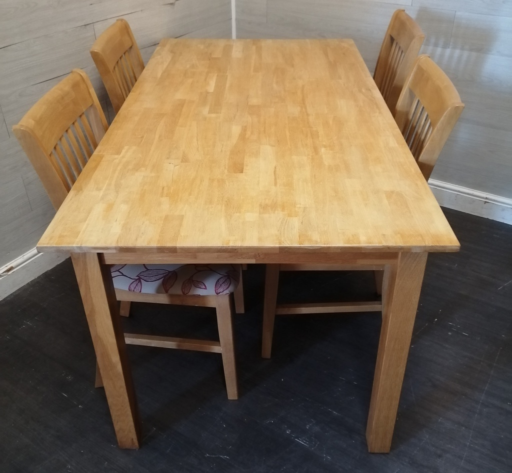 Rubber wood table and four chairs