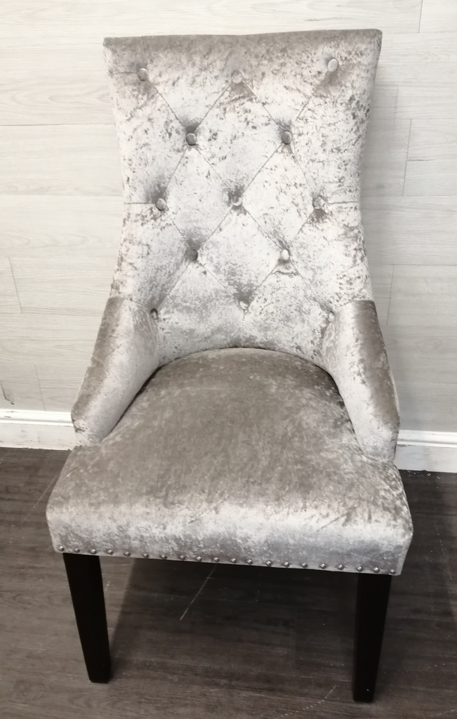 4 x Grey Crush Velvet Knocker Back Dining Chairs