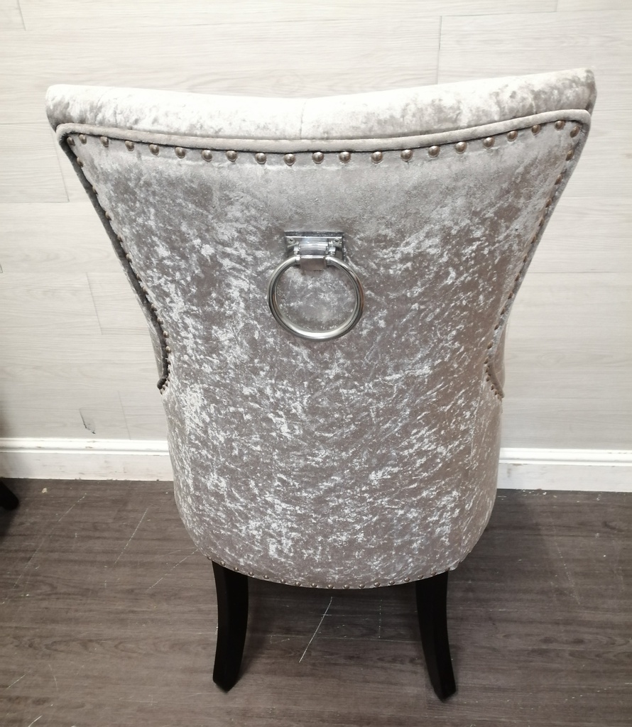 4 x Grey Crush Velvet Knocker Back Dining Chairs