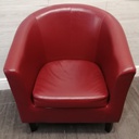 Red faux leather tub chair
