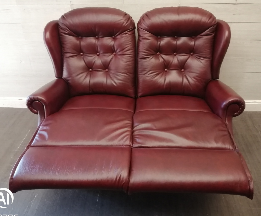 Lovely High Back Leather Two Seater Recliner Sofa