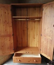 Double pine wardrobe with drawer