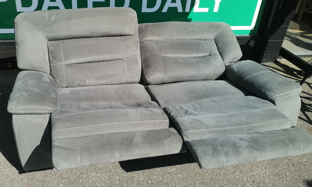 GREY TONED LARGE  TWO SEATER RECLINER SOFA